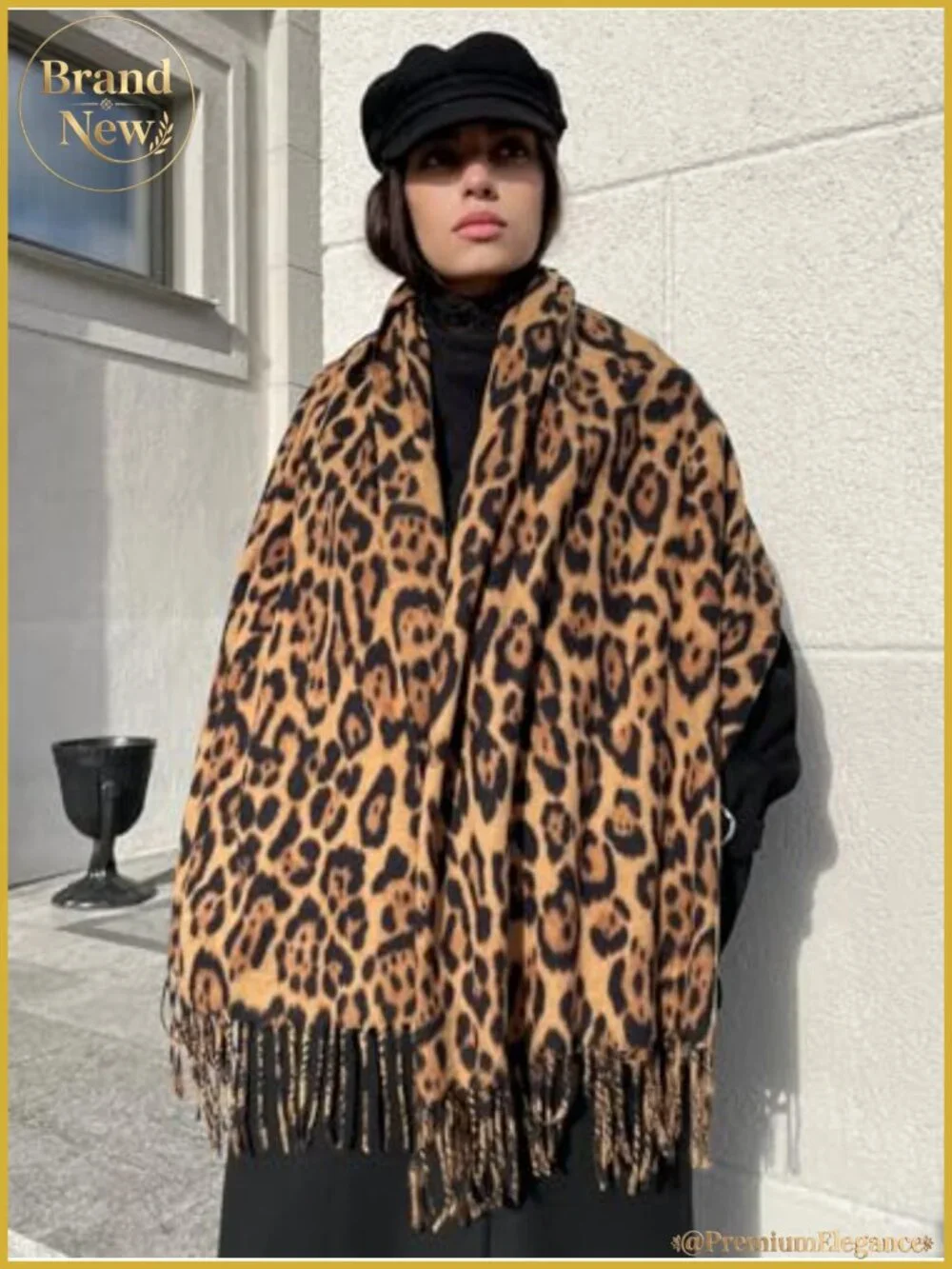 Oversized Leopard Print Winter Scarf Soft Warm Blanket Wrap